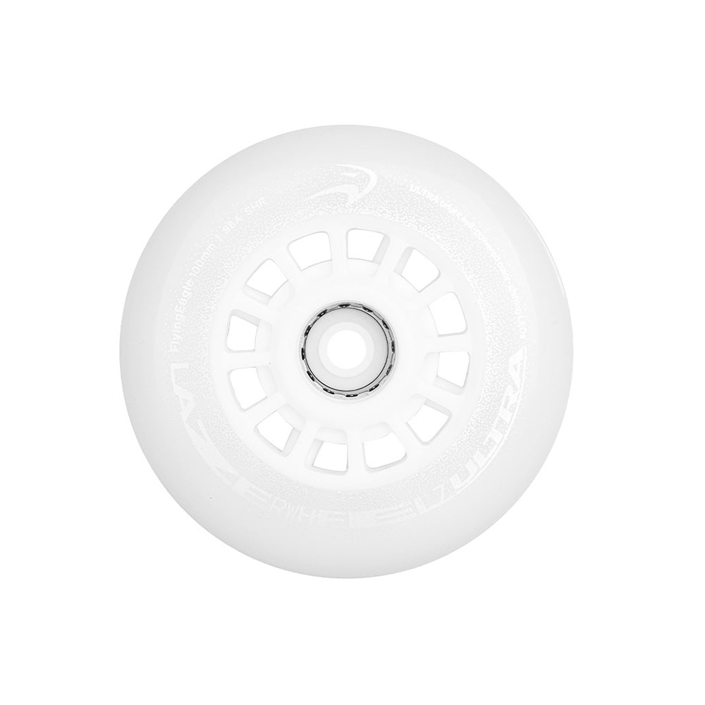  FlyingEagle LAZERWHEELZ ULTRA 100mm white wheel, colored LED lights activate while rotating, ideal for urban and fitness skating