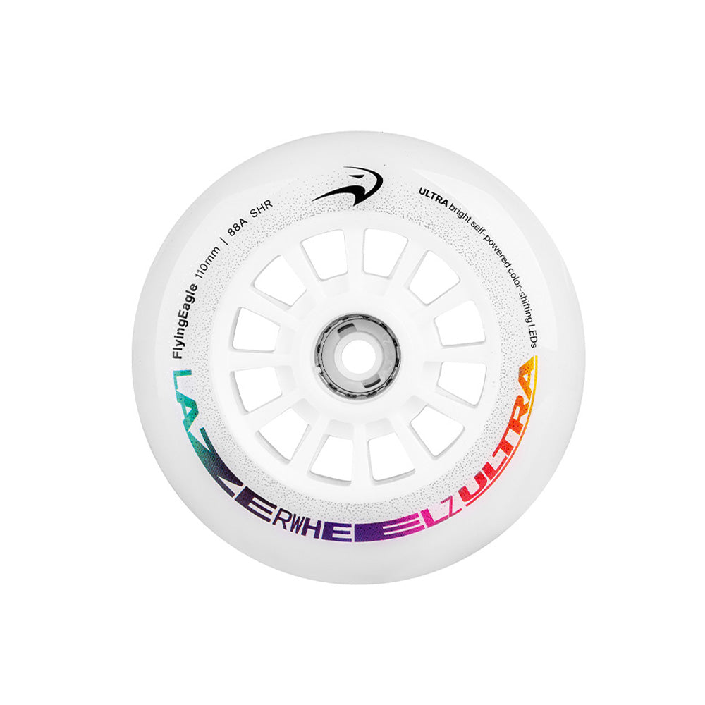 FlyingEagle LAZERWHEELZ ULTRA 110mm color-shifting 88A wheel, bright LED lights, great for urban, freeskate and fitness skating