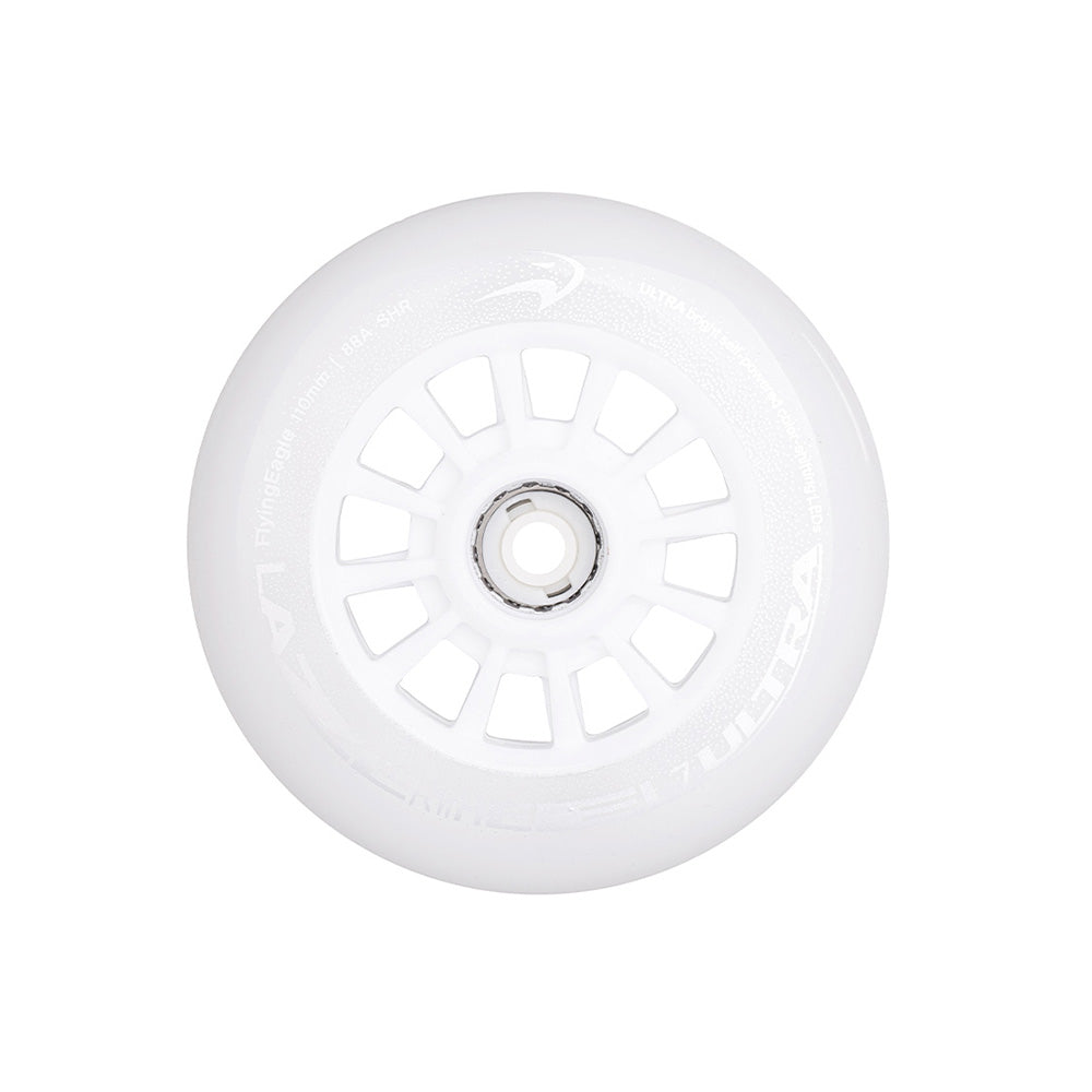 FlyingEagle LAZERWHEELZ ULTRA 110mm white PU wheel, 88A hardness, bright LED lighting for stylish night skating