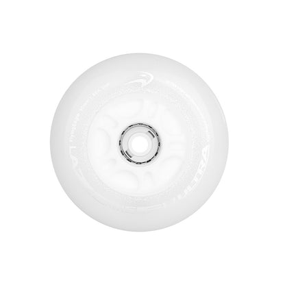 FlyingEagle LAZERWHEELZ ULTRA 80mm white wheel, 88A PU with rotation-activated LED lights, durable for freeskate, urban and fitness skating
