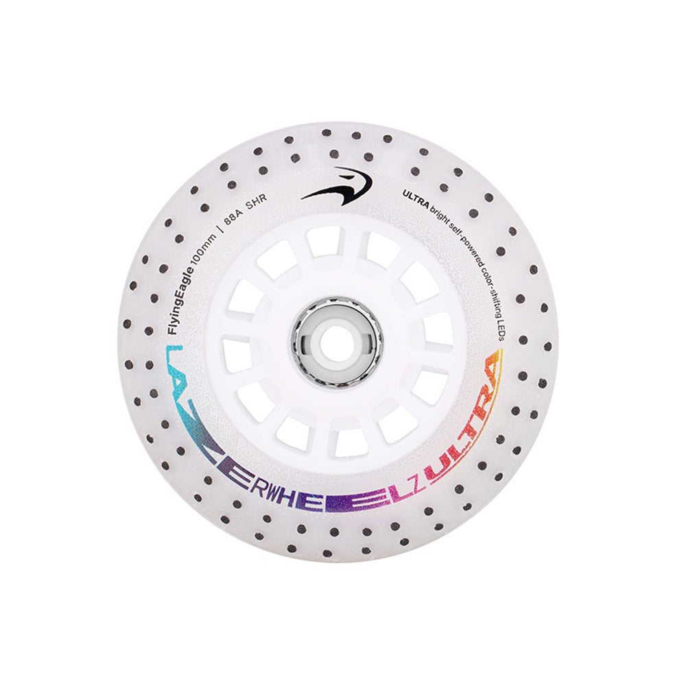 FlyingEagle LAZERWHEELZ ULTRA with SPARK 100mm color-shifting LED wheel, 88A hardness for daily fitness skating