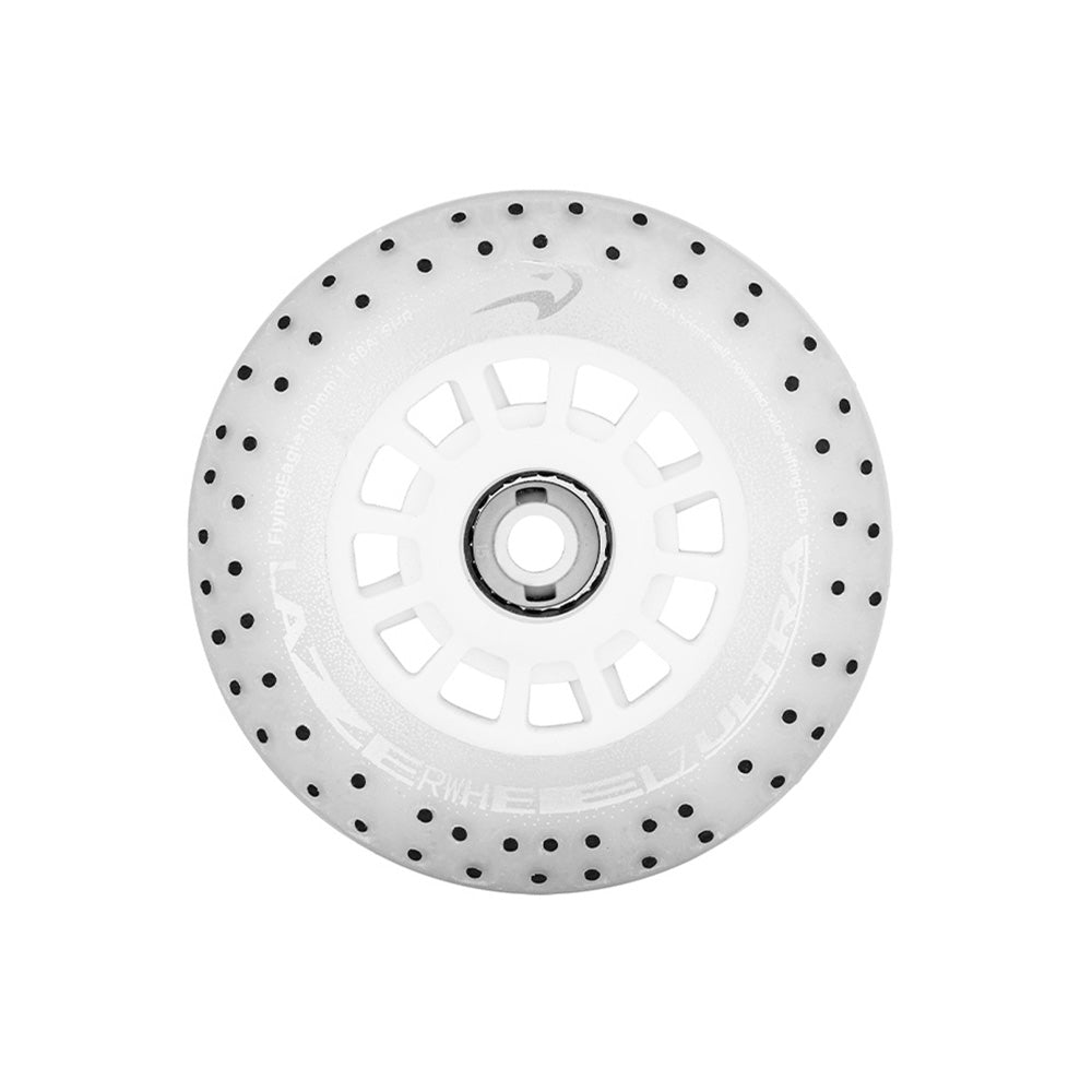 FlyingEagle LAZERWHEELZ ULTRA with SPARK white 100mm wheel, creates sparks on rough ground, ideal for urban & fitness skating
