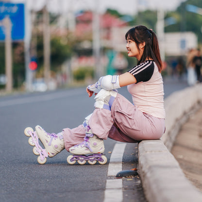 People skating with FlyingEagle COBET pad set, reliable joint injury protection for outdoor sports
