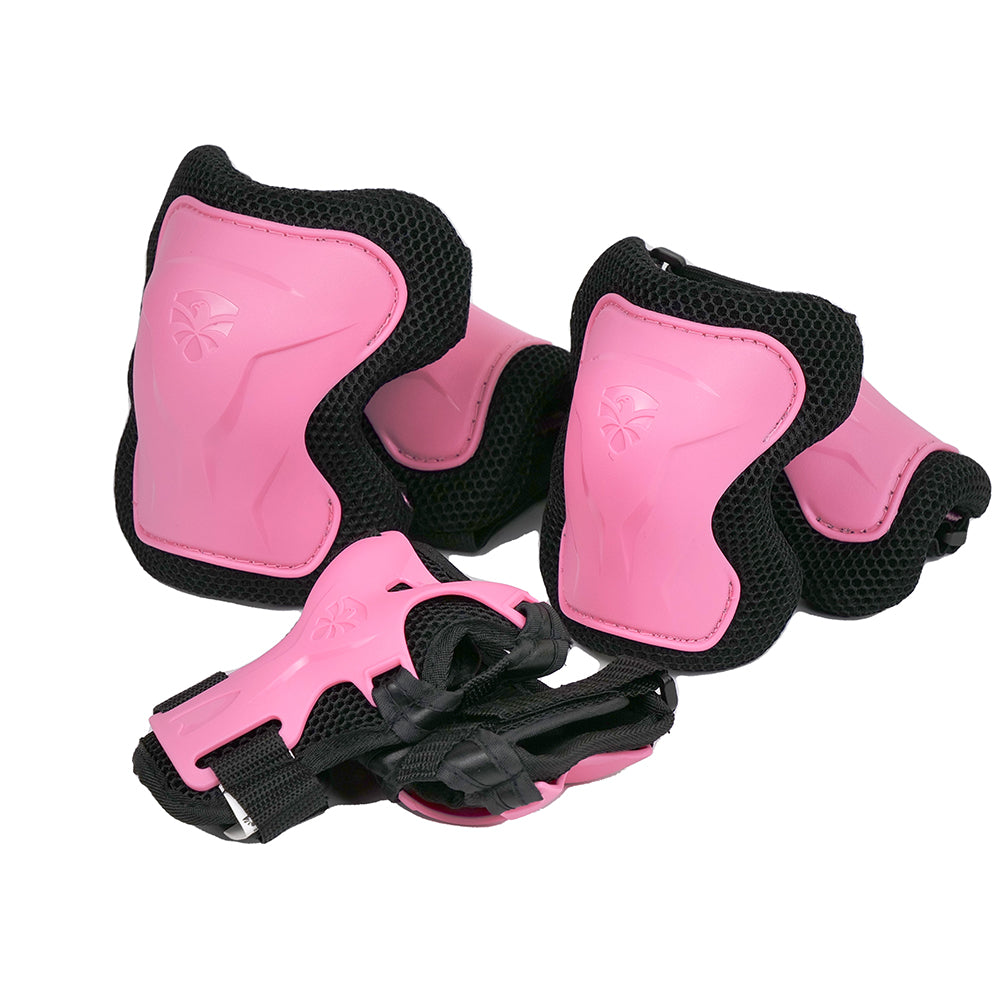 Full set FlyingEagle CELLER pink knee elbow wrist guards for inline skating and cycling