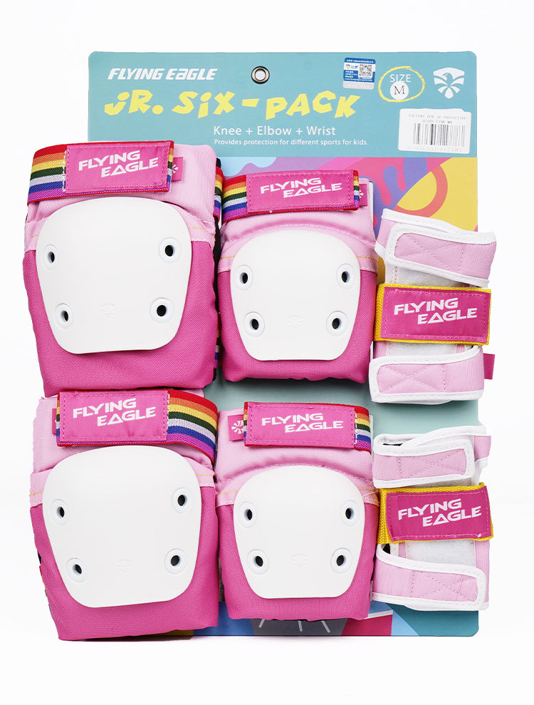 Elastic FlyingEagle VALIANT PRO JR pink guard set with multi-stitching for flexible movement