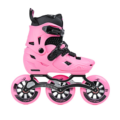 S7 SPEED PRO kids inline skates, pink adjustable sizing EU 27-39, wide fit growing feet