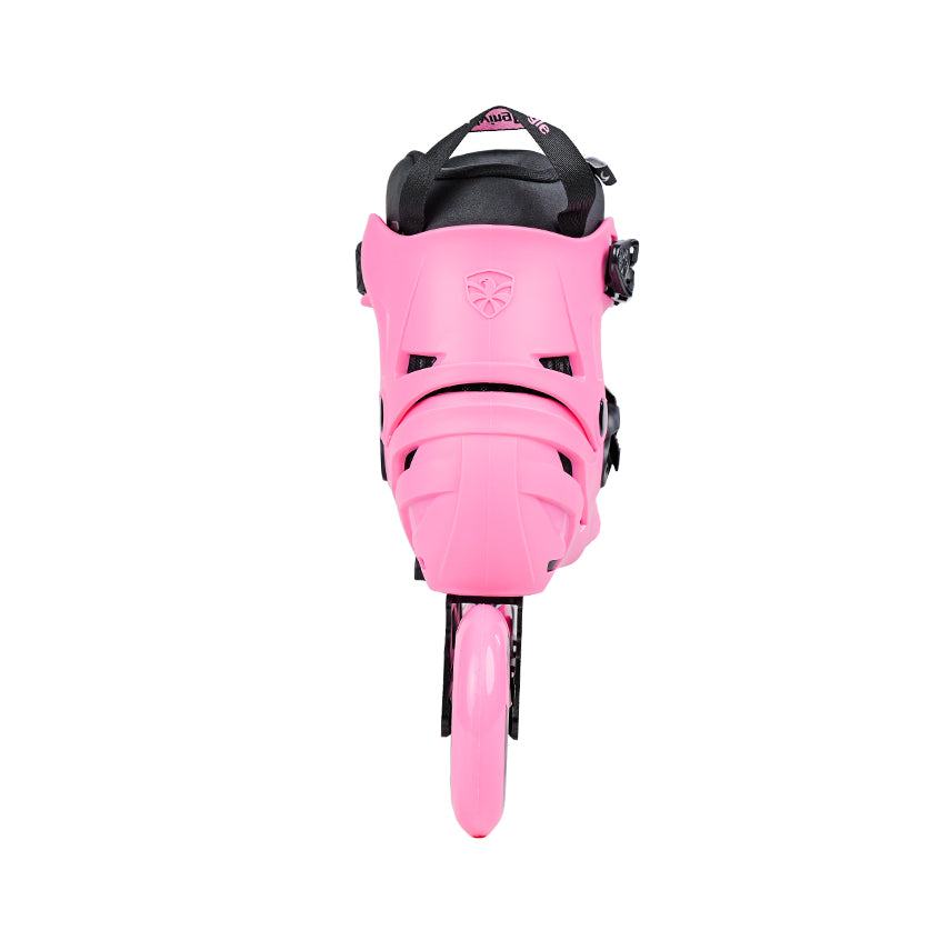 Pink S7 SPEED PRO inline skates side view, 3 wheels durable 88A PU wheels