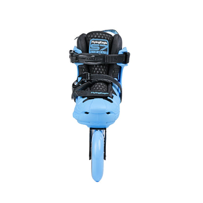 Black S7 SPEED PRO kids inline skates front view, 3 wheels wide fit for growing feet