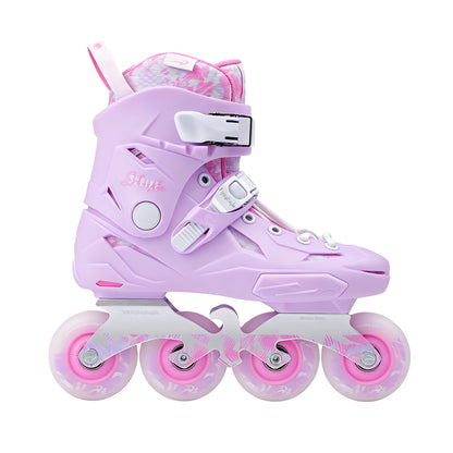 FlyingEagle SHRIKE mauve urban inline skate, hard-boot shell, heel shock absorber and supportive cuff for daily skating