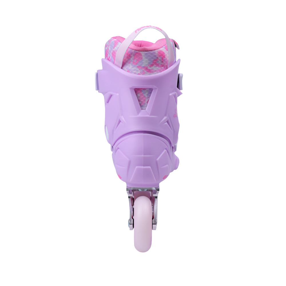 FlyingEagle mauve inline skate, heel cushion and supportive cuff, practical gear for urban street skating