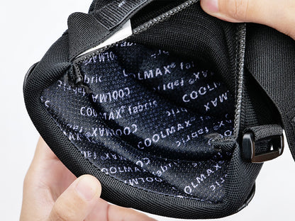 Coolmax fabric close-up of FlyingEagle LOBSTER protective pads, breathable material for skating joint protection