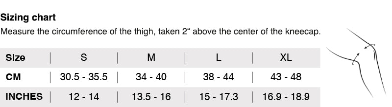 Sizing chart for PRO