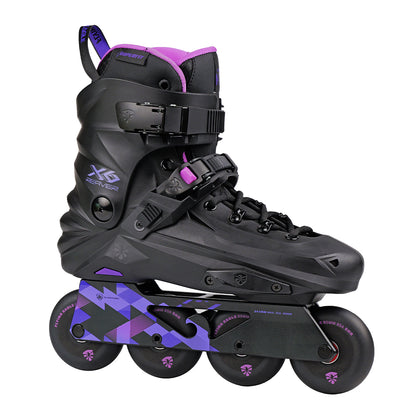 Adults' urban fitness inline skate FlyingEagle REAVER black‑violet, 4 wheels for city riding