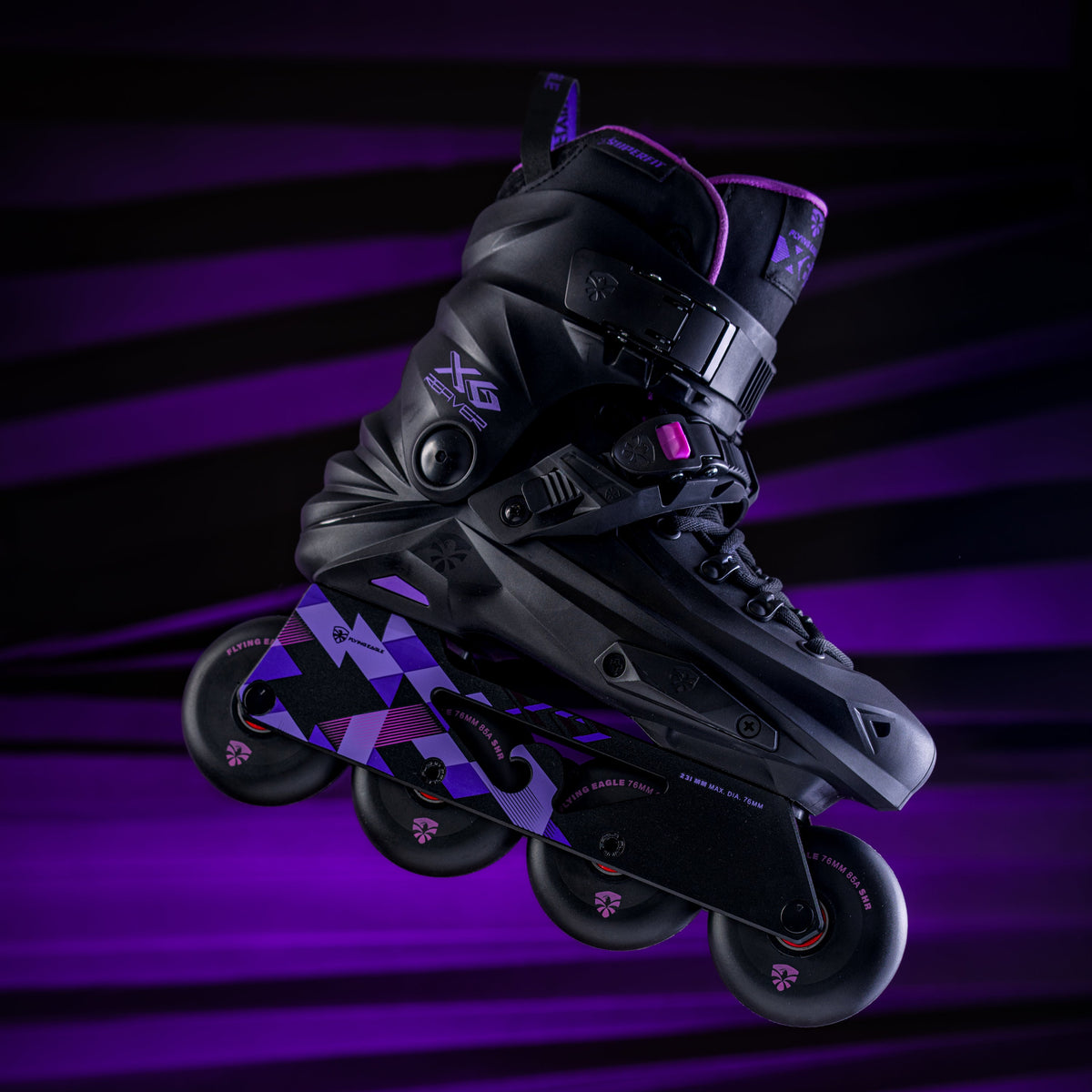 FlyingEagle REAVER black‑violet fitness inline skate, Skates‑Adults urban 4‑wheel skate