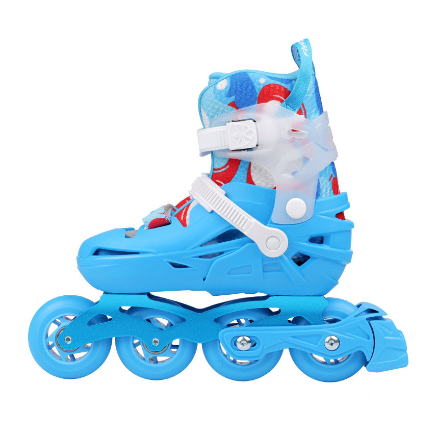 blue FlyingEagle S5 BUZZ inline skates universal brake for young beginner skaters