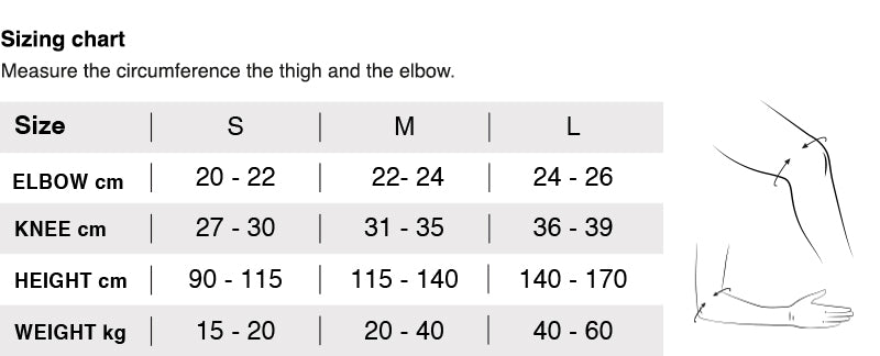 Sizing chart for VALIANT PRO JR