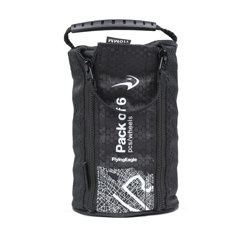 FlyingEagle WHEEL BAG black portable skate wheel storage bag with double zip design