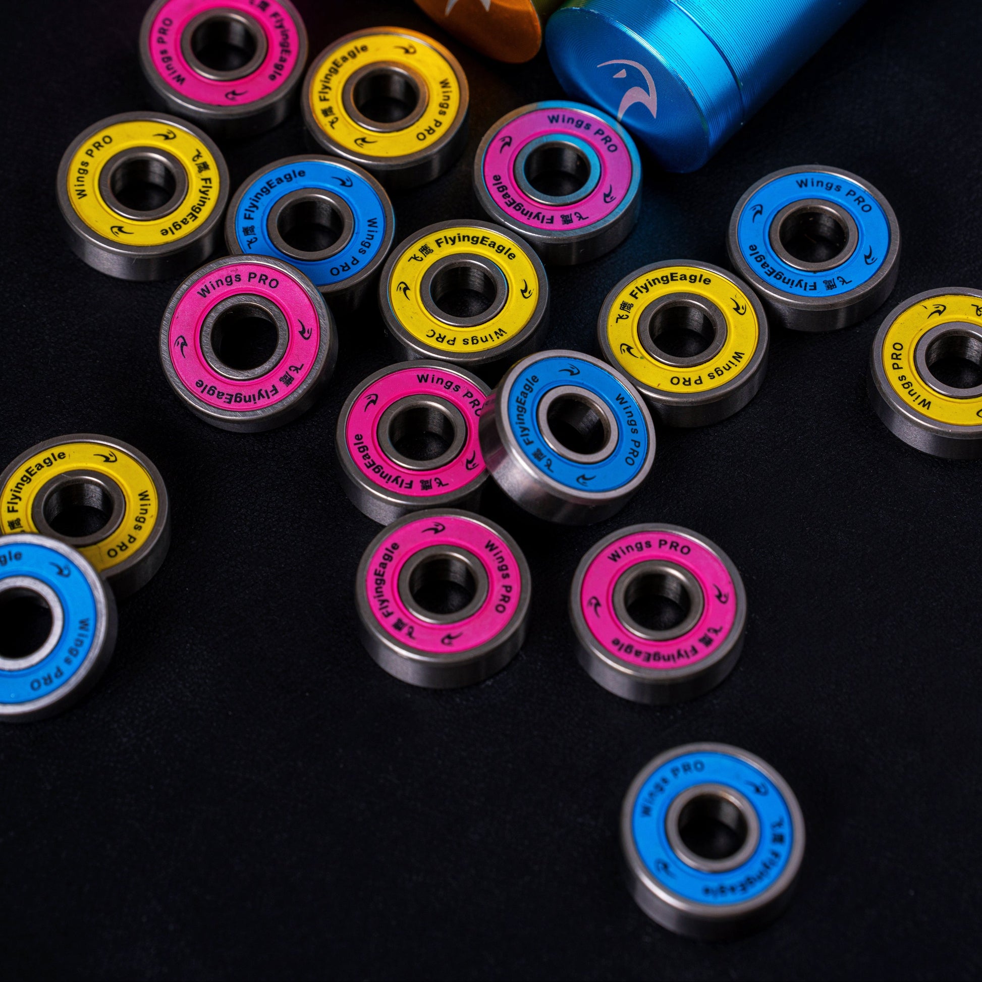 FlyingEagle WINGS PRO 608 bearings, premium ABEC 9 grade for maximum responsiveness on skates