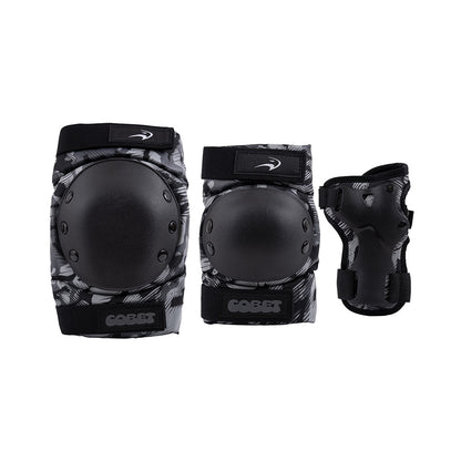 Person fitted with Flying Eagle COBET black ABS pads comfortable lycra cotton lining extreme sport protective set