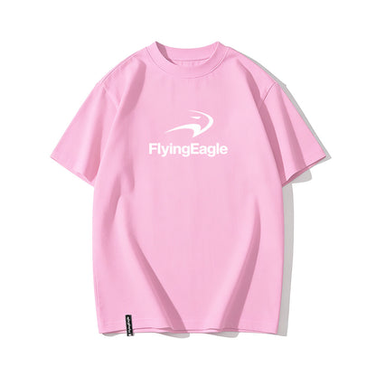 Pink classic regular fit cotton tee firm printed design casual sport daily outfit