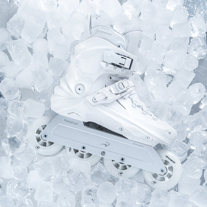 White FlyingEagle REAVER Pro X7D8490 inline skates placed on ice surface